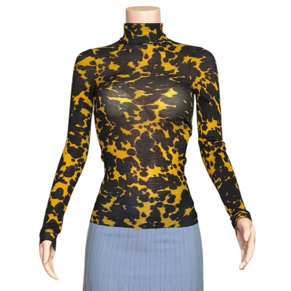 COS Merino Wool Turtleneck Top, Dark Yellow/Tortoiseshell, XS_8